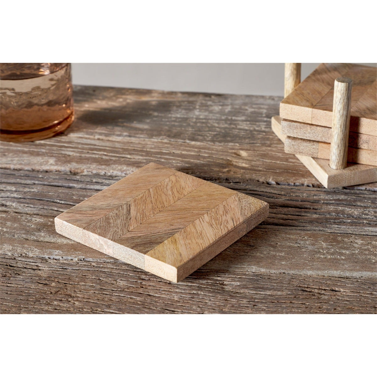 Nalbari Mango Wood Coasters - Natural - Set of 4