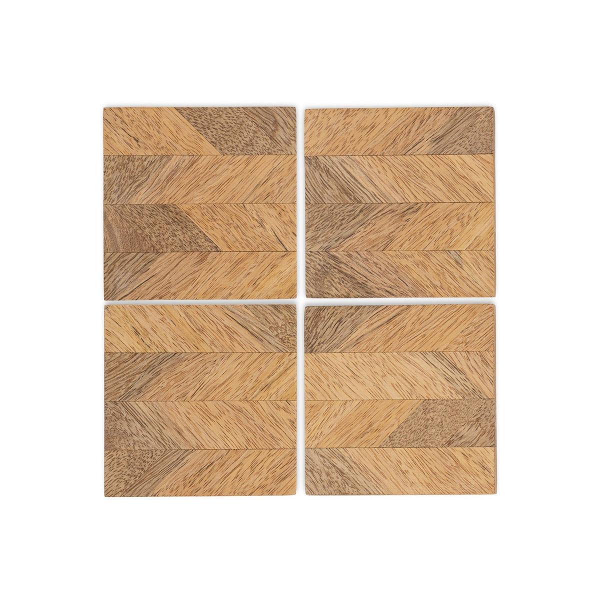 Nalbari Mango Wood Coasters - Natural - Set of 4