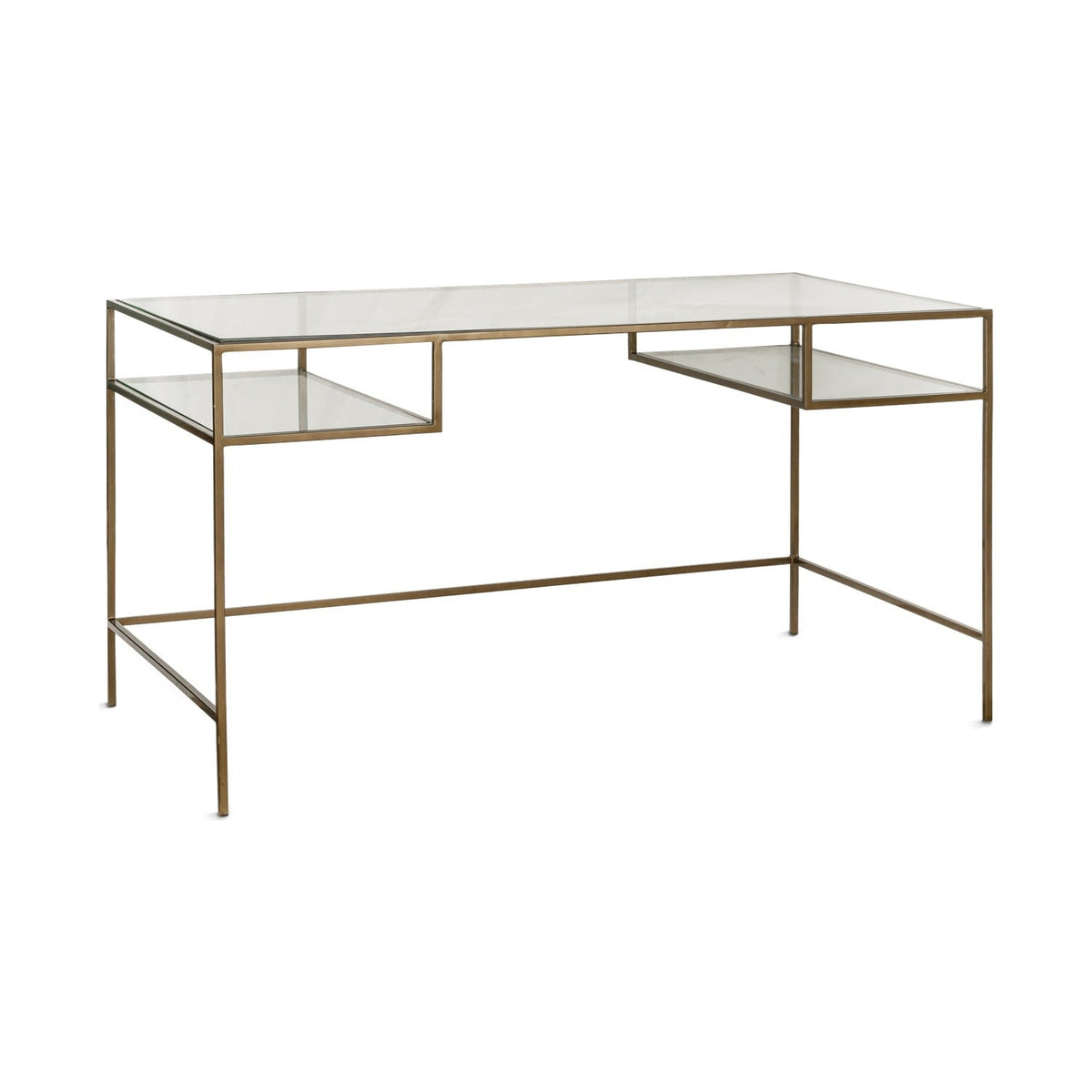 Nakuru Iron & Glass Desk - Brass