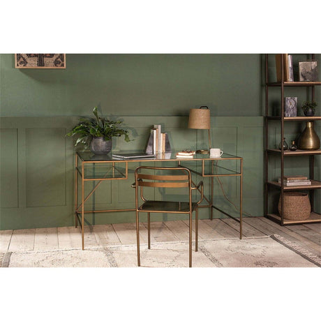 Nakuru Iron & Glass Desk - Brass