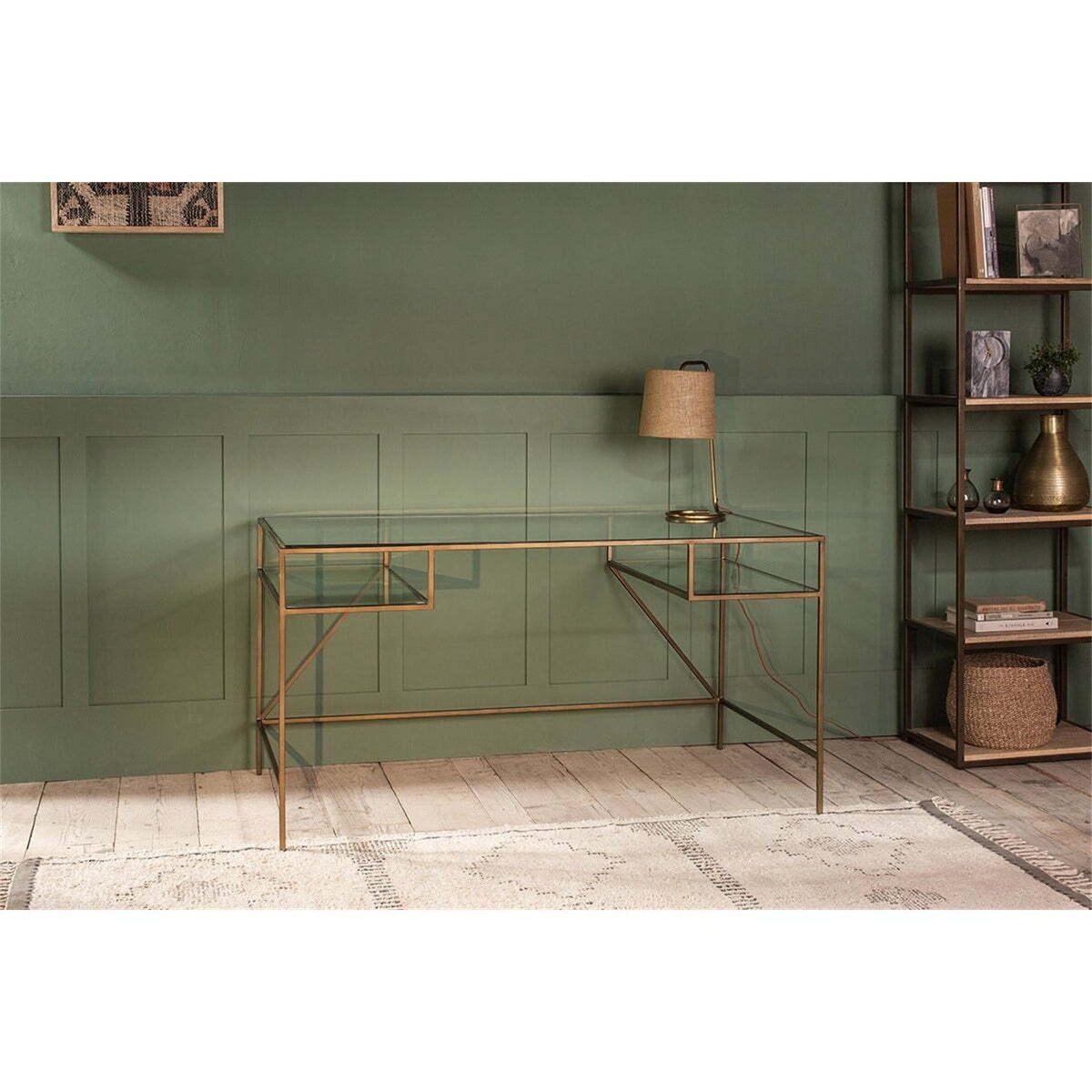 Nakuru Iron & Glass Desk - Brass