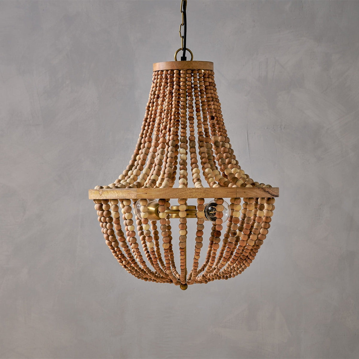 Neela 2 Light Mango Wood Pendant Light - Natural