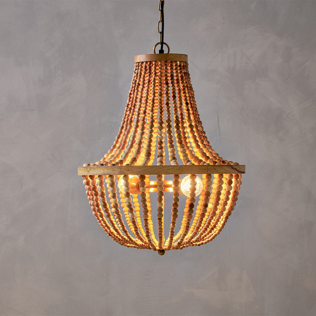 Neela 2 Light Mango Wood Pendant Light - Natural