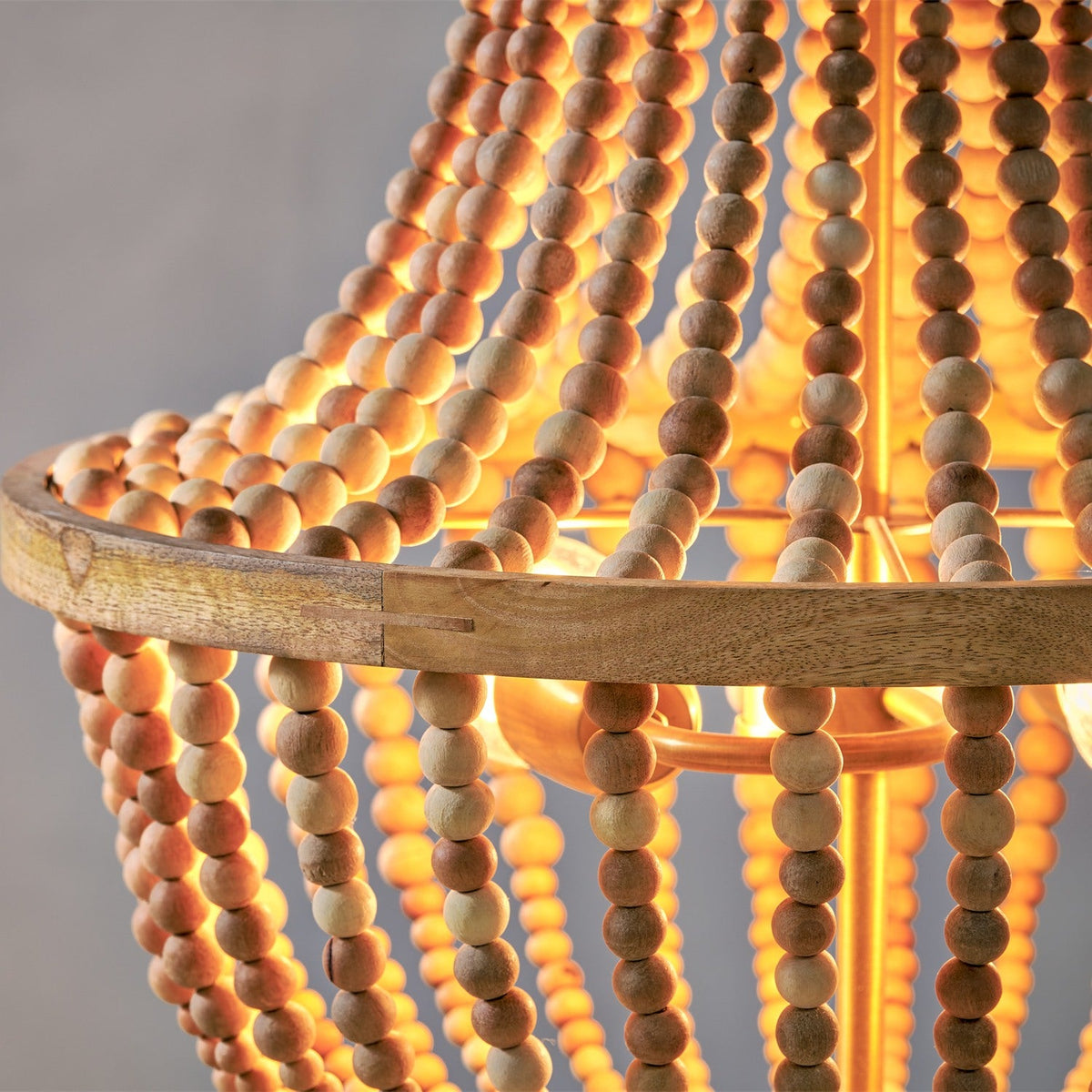 Neela 2 Light Mango Wood Pendant Light - Natural