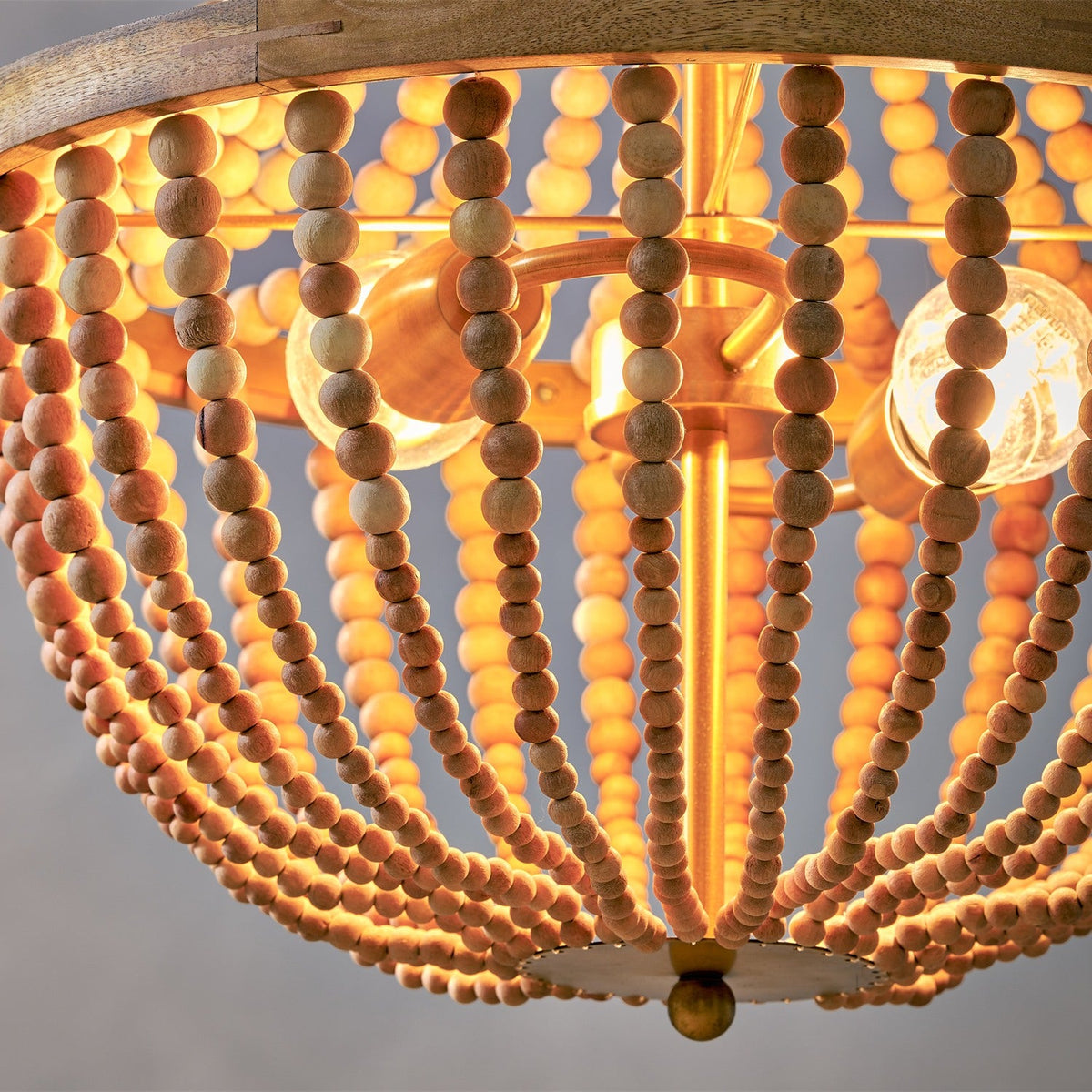 Neela 2 Light Mango Wood Pendant Light - Natural