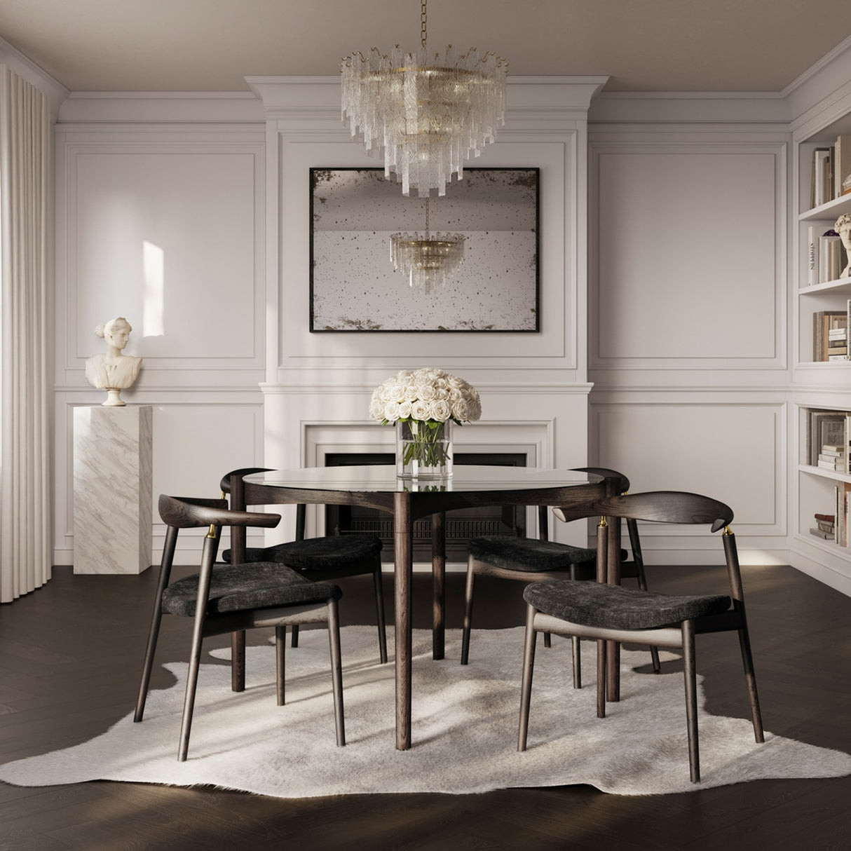Ned Dining Table - Clear with Chocolate