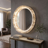 Ondavia LED Alabaster Round Wall Mirror - Soft White