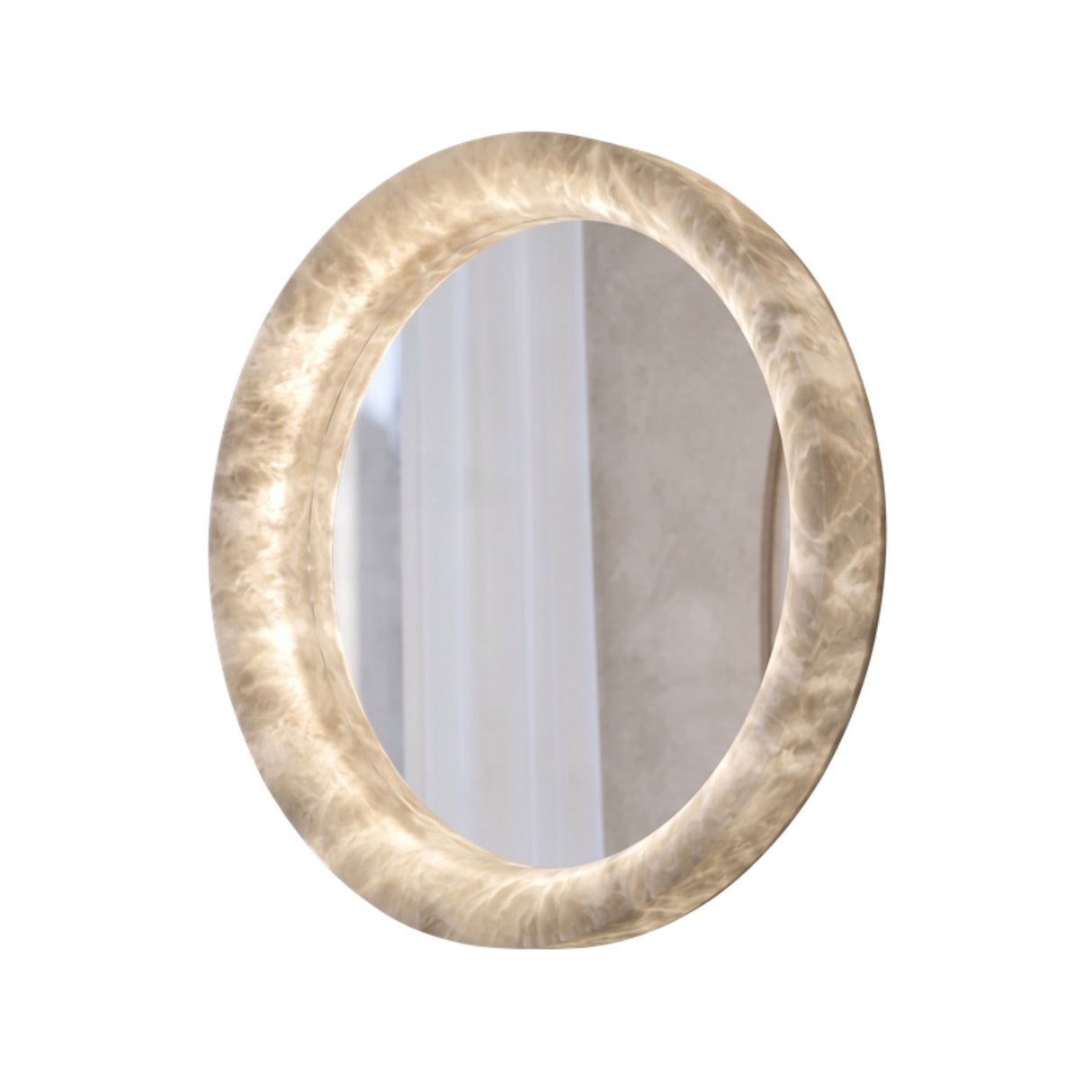 Ondavia LED Alabaster Round Wall Mirror - Soft White