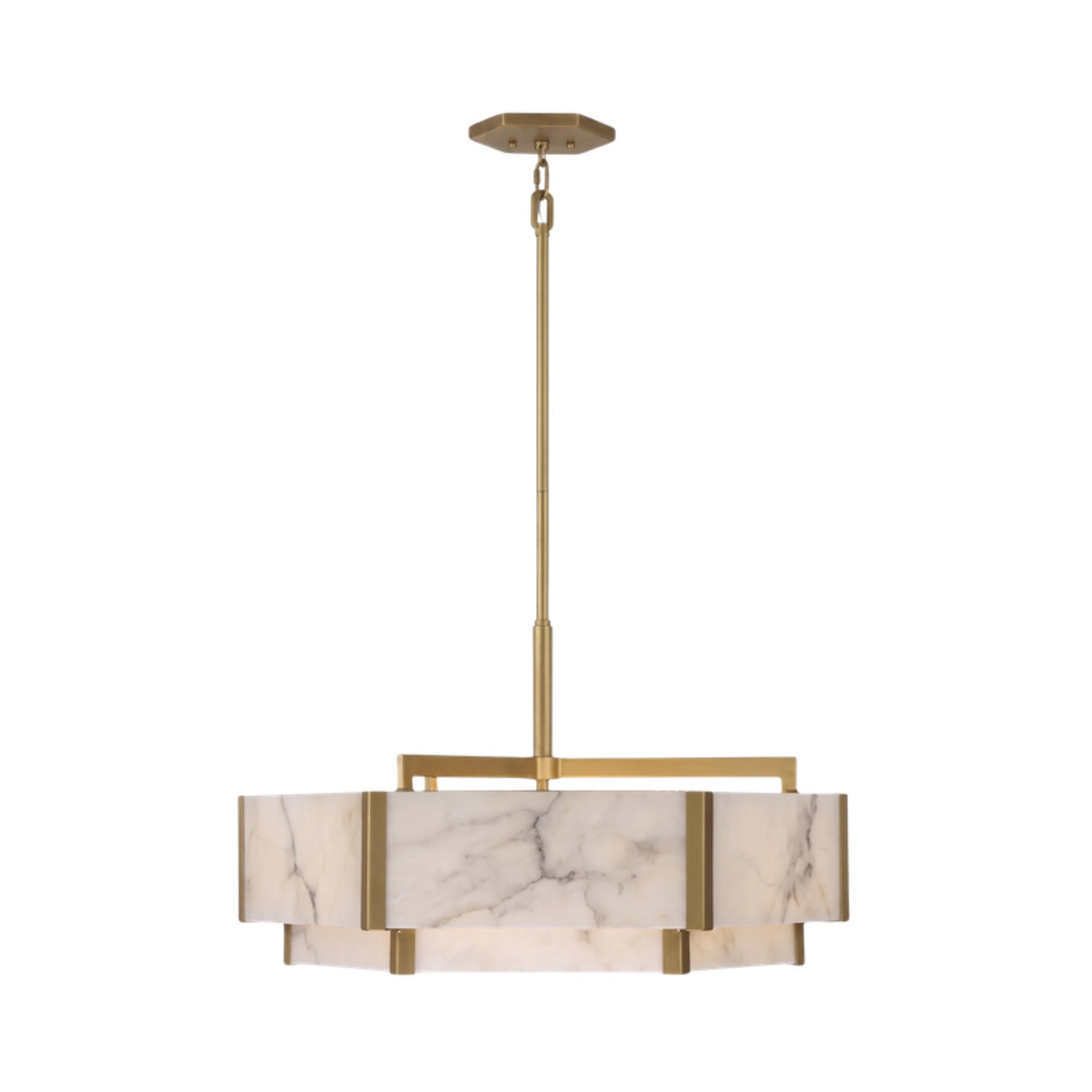 Quadrena Drum Alabaster Chandelier 60cm - Brushed Brass