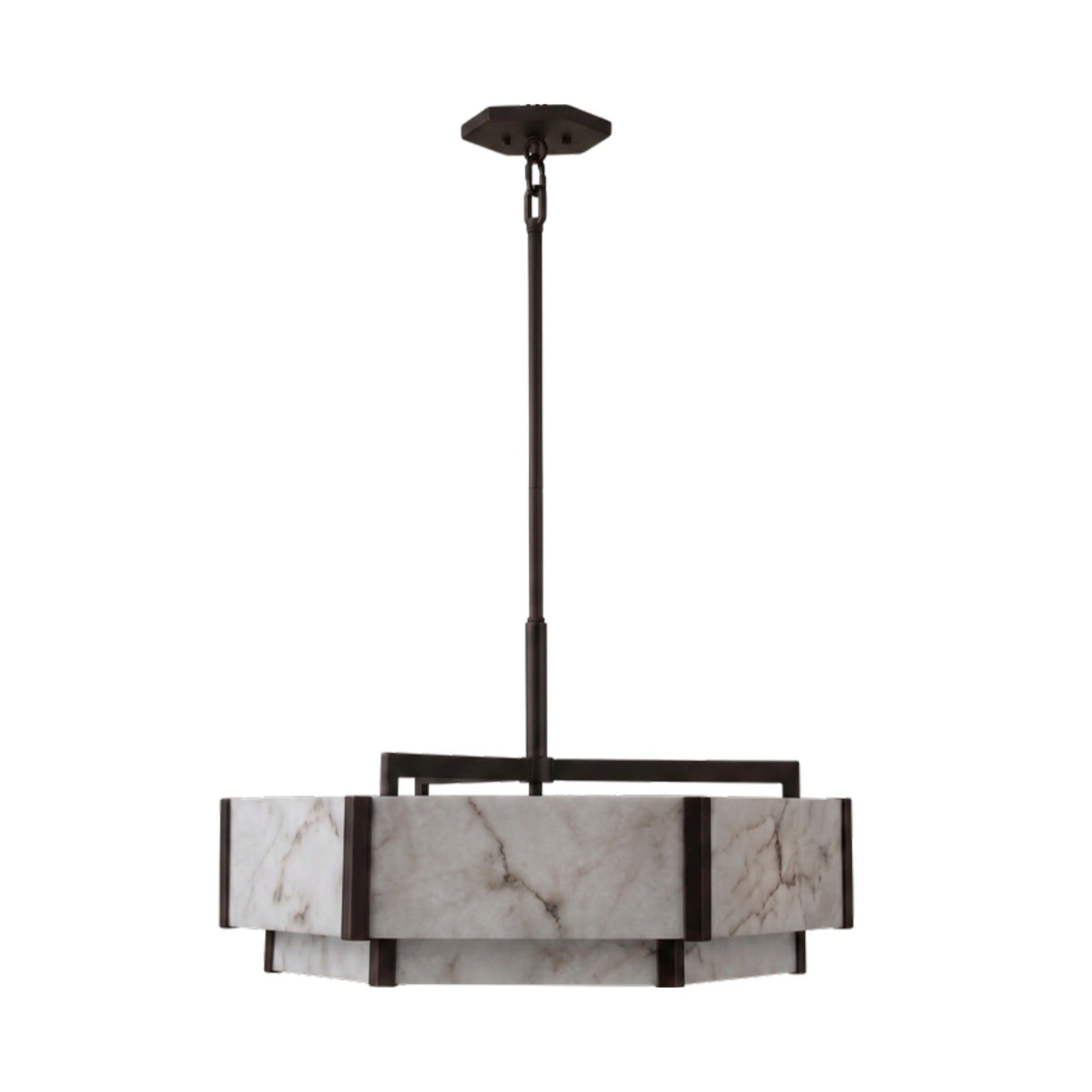 Quadrena Drum Alabaster Chandelier 60cm - Matt Black