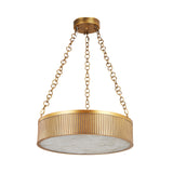Heliora LED Chain-Suspended Disc Alabaster Chandelier - Brushed Brass