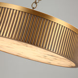 Heliora LED Chain-Suspended Disc Alabaster Chandelier - Brushed Brass