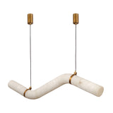 Zareon LED Large Stepped Alabaster Chandelier - Brushed Brass & Soft White