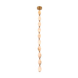 Brisalda 10 Light Faceted Alabaster Pendant Light with brushed brass ceiling canopy, ten hexagonal alabaster stones linked by brass spheres on a vertical drop, shown on a white background.