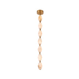 Brisalda 7 Light Faceted Alabaster Pendant Light with brushed brass ceiling canopy and brass spheres linking hexagonal alabaster stones, shown on a white background.