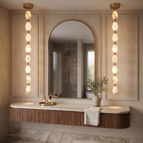 Brisalda 9 Light Faceted Alabaster Pendant Light - Brushed Brass