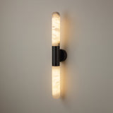 Averin LED Alabaster Wall Light - Matte Black