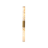 Niori Eryon LED Small alabaster wall light with twin vertical stone columns joined by a brushed brass and ribbed bronze central mount.