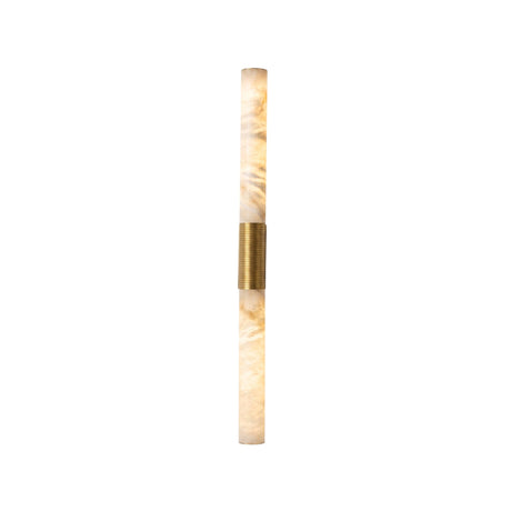 Niori Eryon LED Small alabaster wall light with twin vertical stone columns joined by a brushed brass and ribbed bronze central mount.
