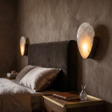 Calera LED Small Oval Alabaster Wall Light - Brass