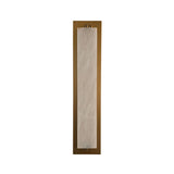 Niori Valora LED vertical wall light with a tall natural alabaster panel set in a brushed brass rectangular backplate, on a plain white background.