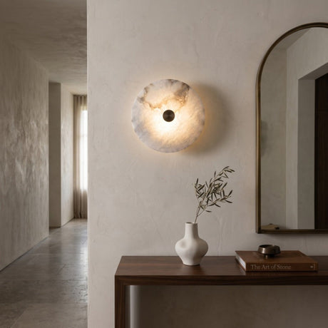 Cerchio LED Round Alabaster Wall Light 20cm - Brass