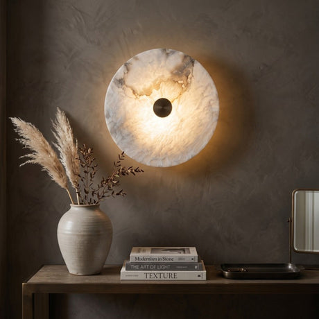 Cerchio LED Round Alabaster Wall Light 35cm - Brass