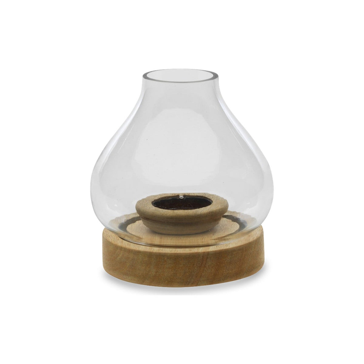 Naryla Small Mango Wood & Glass Lantern - Natural