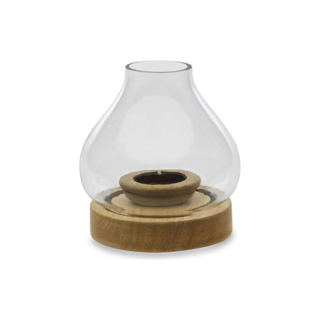 Naryla Small Mango Wood & Glass Lantern - Natural