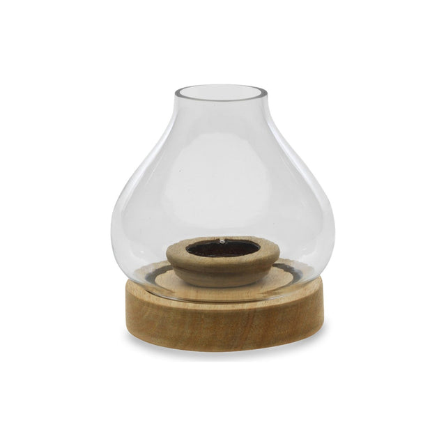 Naryla Small Mango Wood & Glass Lantern - Natural