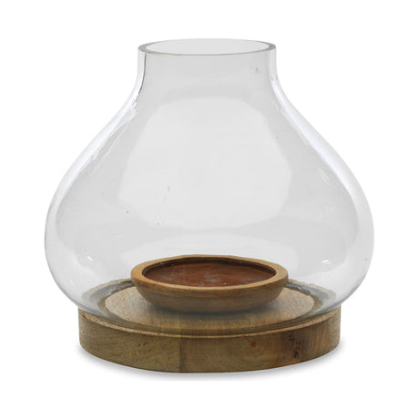 Naryla Large Mango Wood & Glass Lantern - Natural
