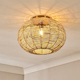 Noko Rattan Flush Ceiling Light - Natural