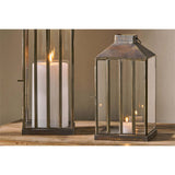 Nampo Large Glass Panel Lantern - Aged Antique