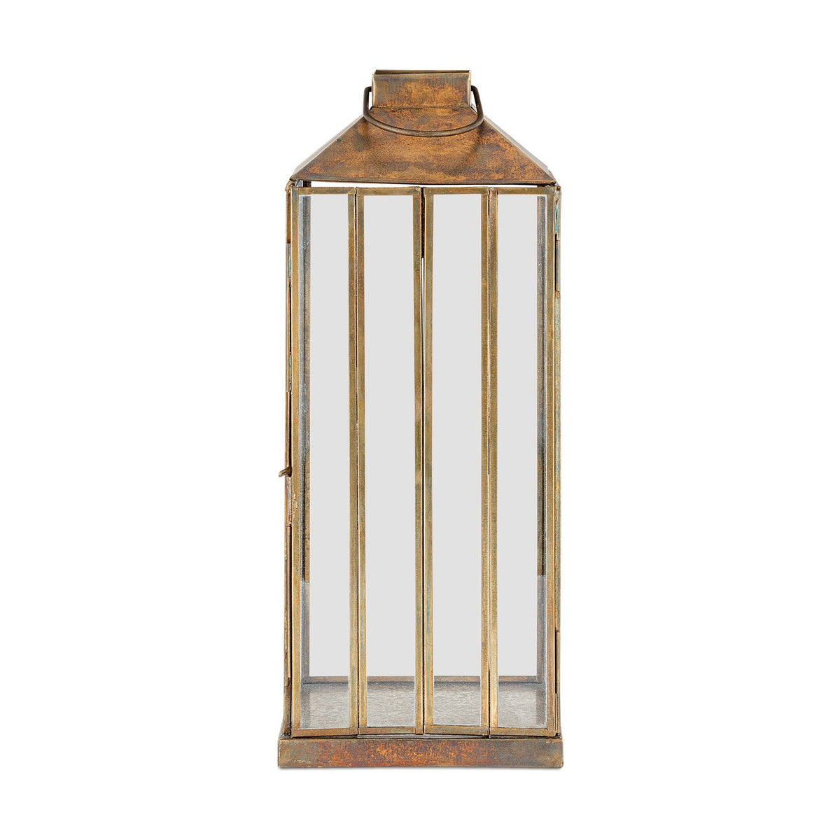 Nampo Large Glass Panel Lantern - Aged Antique