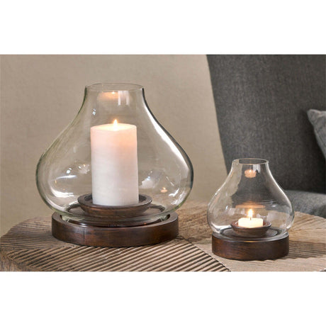 Naryla Small Mango Wood Lantern - Dark Stain