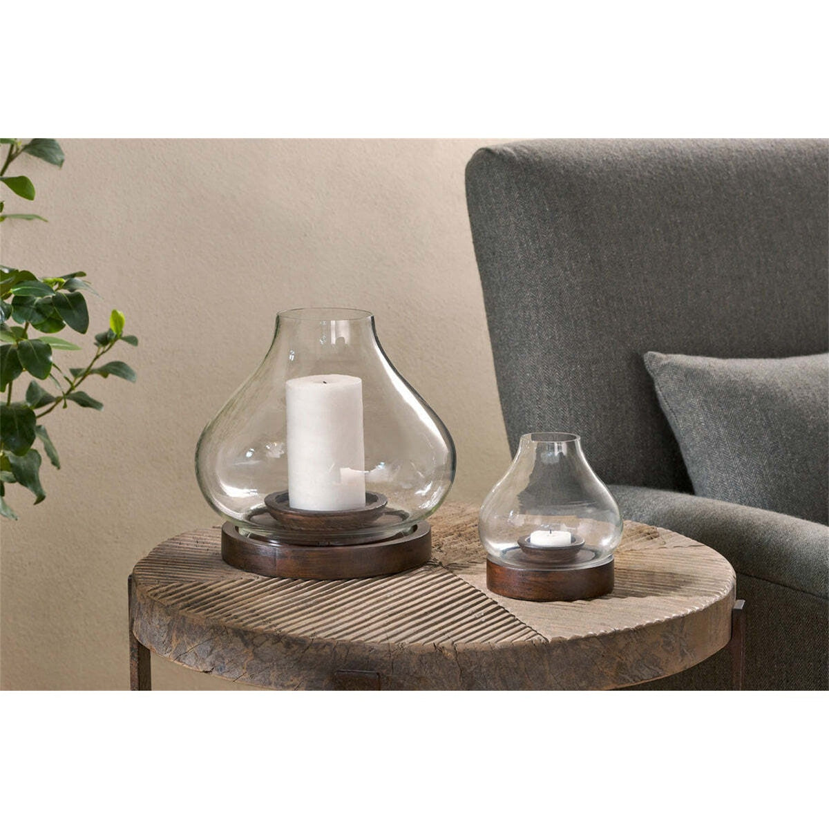 Naryla Small Mango Wood Lantern - Dark Stain
