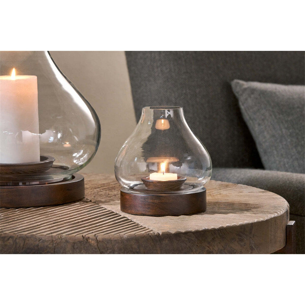 Naryla Small Mango Wood Lantern - Dark Stain