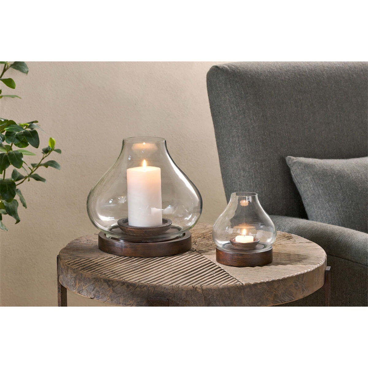 Naryla Large Mango Wood Lantern - Dark Stain