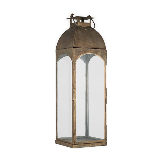Nivas Large Hurricane Lantern - Antique Brass