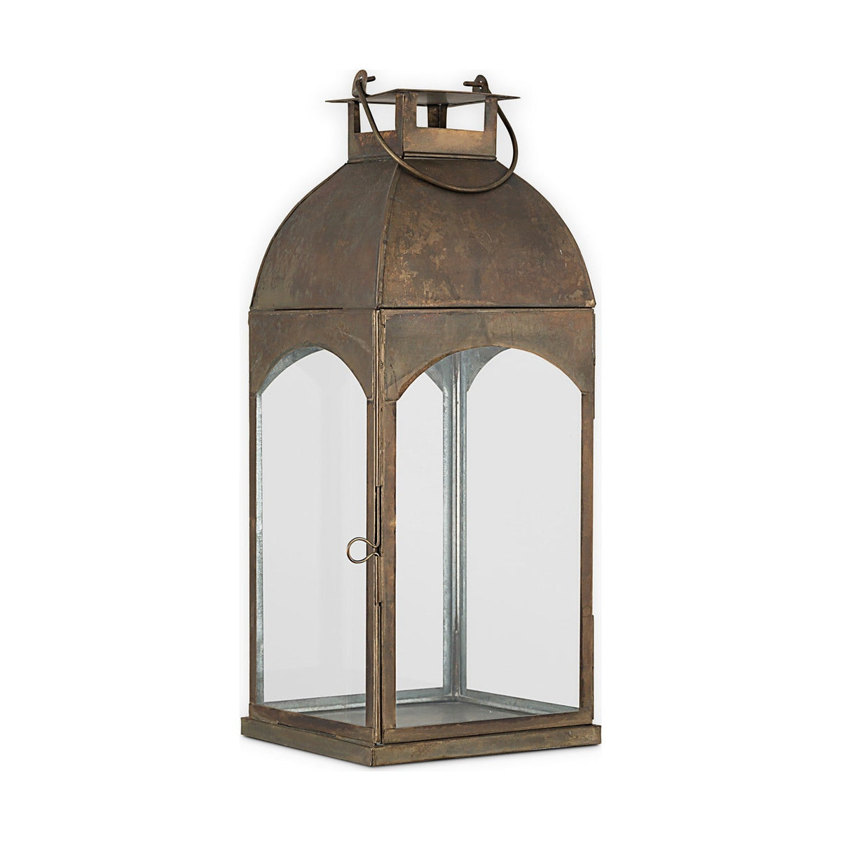 Nivas Small Hurricane Lantern - Antique Brass