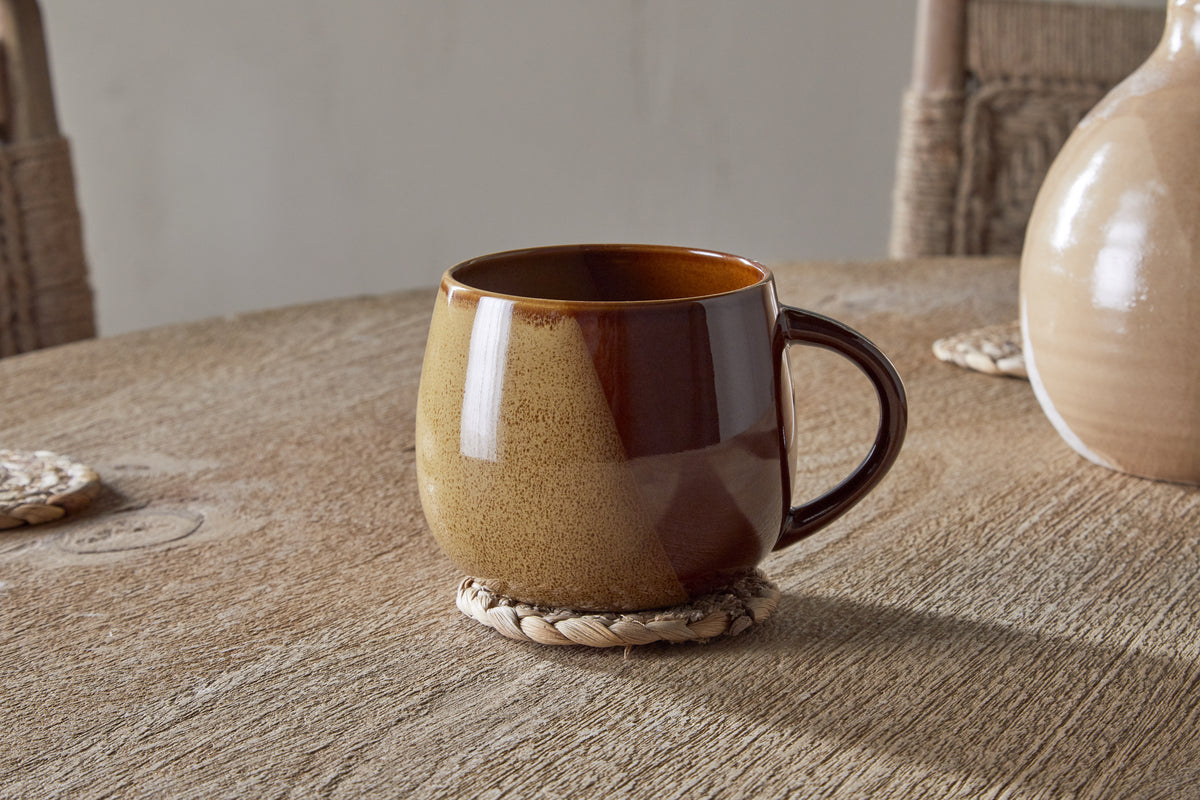 Naav Extra Large Reactive Glaze Ceramic Mug - Mustard