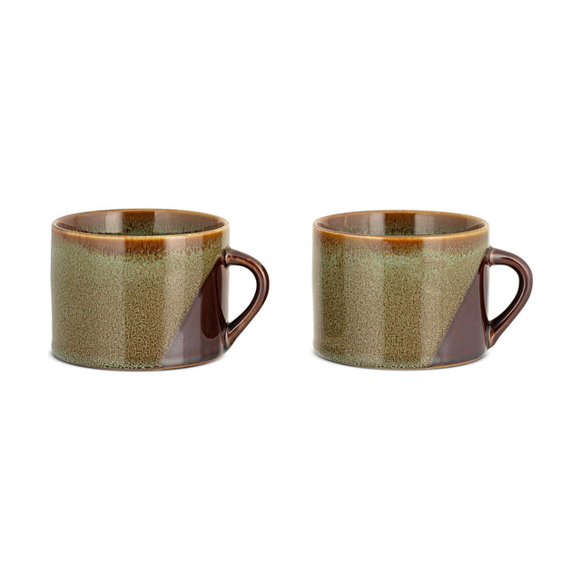 Naav Large Mug - Green & Brown - Set of 2