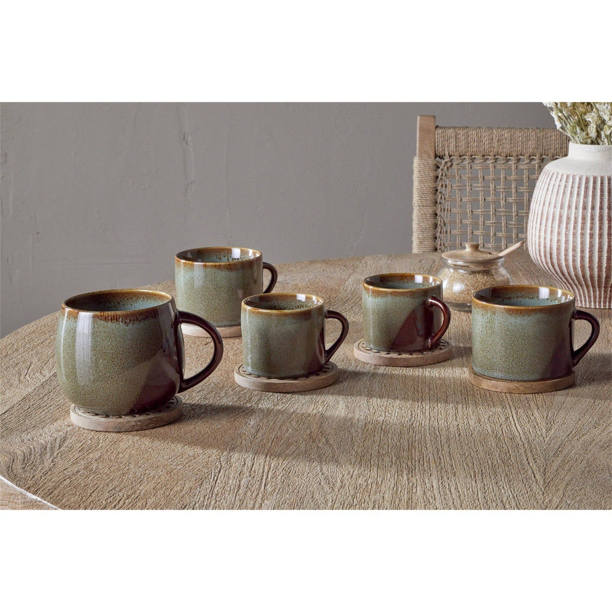 Naav Large Mug - Green & Brown - Set of 2