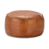 Nadu Leather Pouffe - Aged Tan