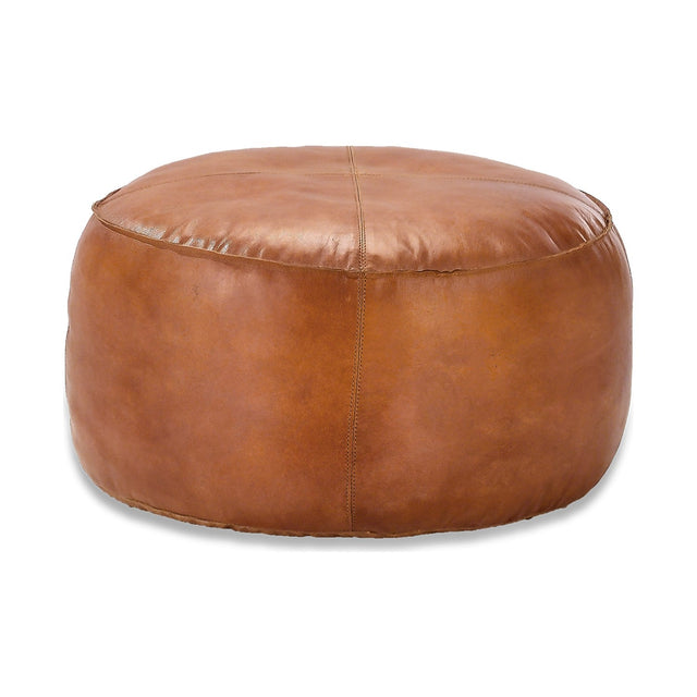 Nadu Leather Pouffe - Aged Tan