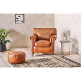 Nadu Leather Pouffe - Aged Tan