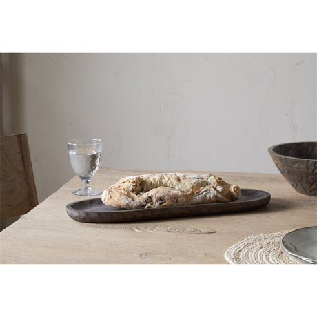 Nyati Mango Wood Serving Platter - Dark Brown