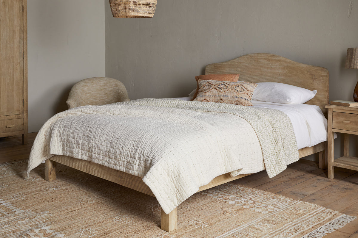 Vivan Super King Grooved Mango Wood Bed Frame - Natural