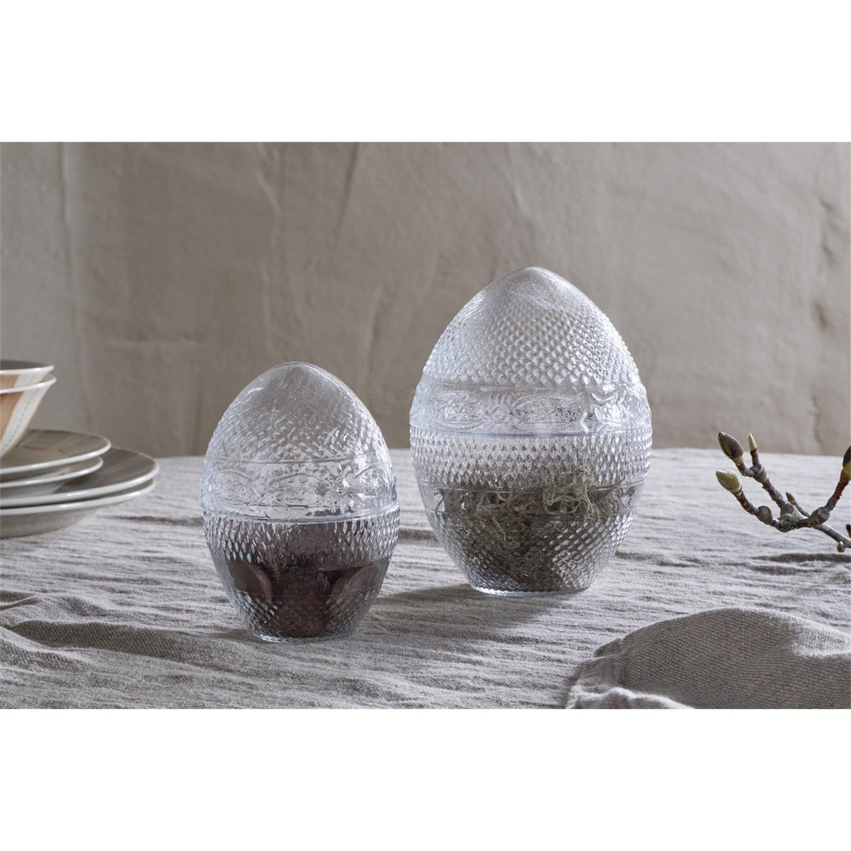 Essan Large Opening Glass Easter Egg Decoration - Clear