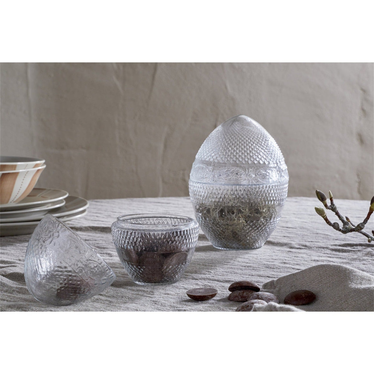 Essan Small Opening Glass Easter Egg Decoration - Clear